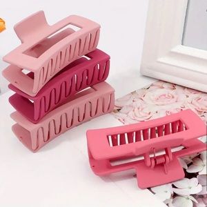 4PC Matte Pink/Multicolor Non-Slip Shark Claw Hair Clips